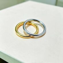 欧美跨境不锈钢素圈戒指女小众高级感i叠戴金色不掉色圆线指环
