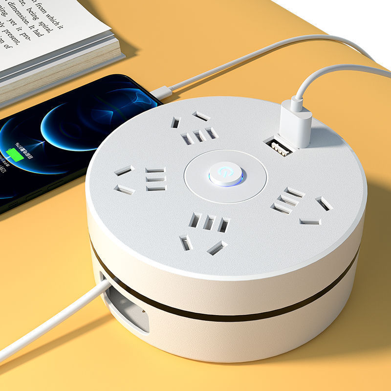 Hogar estirable encogimiento de alambre telescópico USB socket con cable fila de enchufe multi-funcional poroso dormitorio Placa de cableado