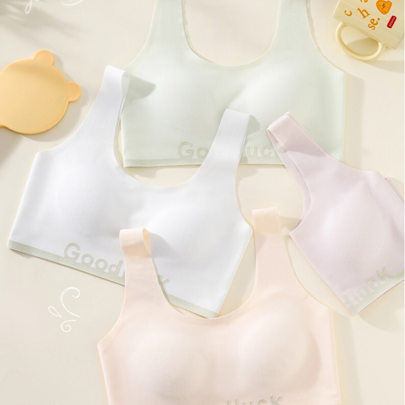 Girls' Development Period Fixed Cup Intimates Junior High School Students' Seamless Vest Girls' Students' Anti-Exposure Adolescent Bra Thin Girls' Development Period Fixed Cup Intimates Junior High School Students' Seamless Vest Girls' Students' Anti-Exposure Adolescent Bra Thin