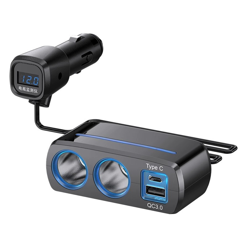 Shunwei Car Charger Type C Compatible with Apple 17, Dual Cigarette Lighter Fast Charging Expansion Port Adapter USB