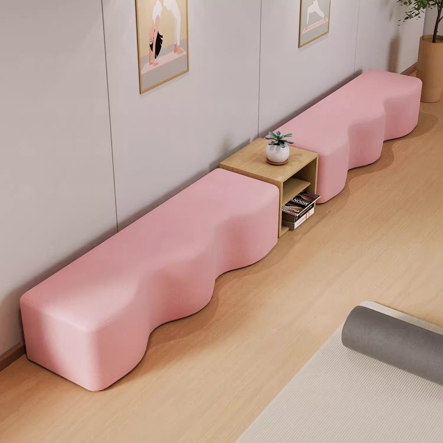 Rest Area Reception Sofa, Long Wavy Creative Small Sofa, Waiting Area Training Institution Sofa Stool, Sofa Chair