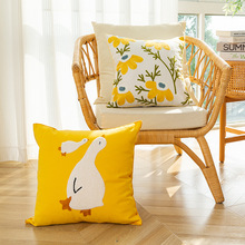 夏季纯棉刺绣抱枕套原创卡通靠垫套客厅装饰沙发靠枕套2024新款