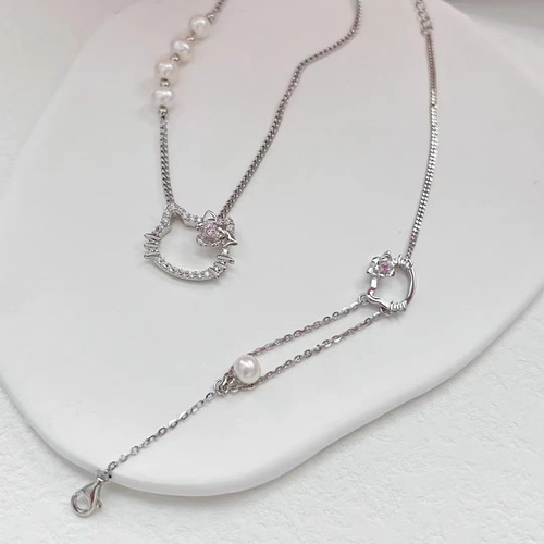 同款HelloKitty山茶花手链女凯蒂猫珍珠饰品手饰年新款小众