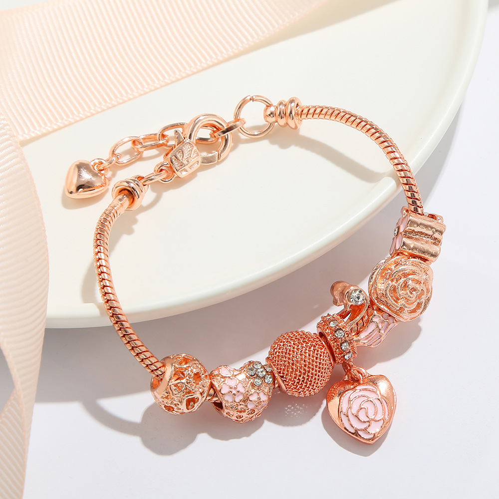 Lady Heart Shape Copper Heart Zircon Bracelets 1 Piece