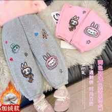 儿童秋冬加绒卫裤女童卡通拉布布刺绣卫裤宽松休闲长裤子学生百搭