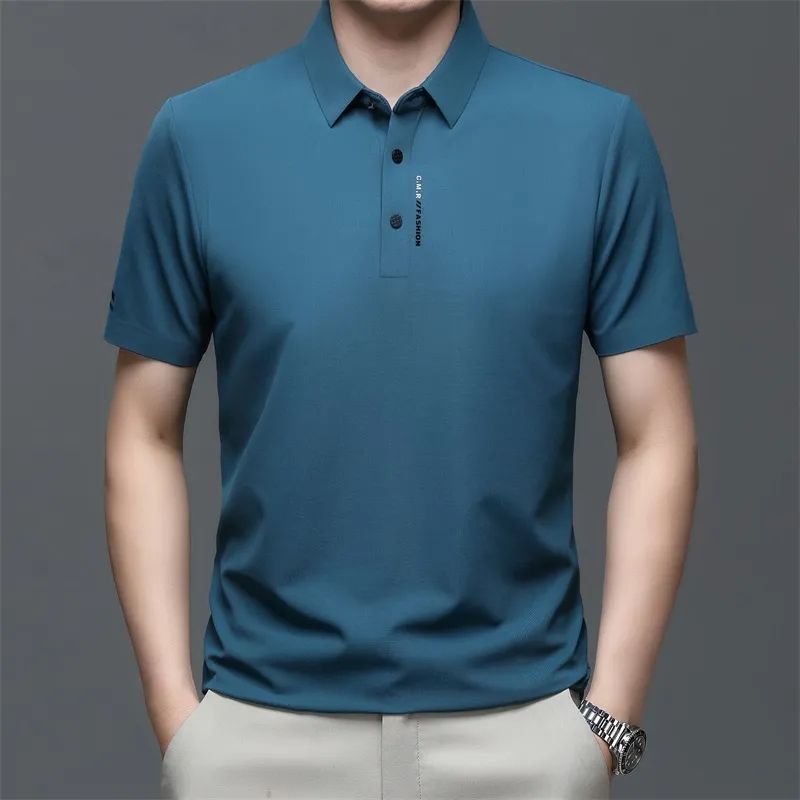 Polo Shirt Men's Short-Sleeved T-Shirt Summer 2026 New Ice Silk Thin Slim Fit Men's Lapel Trendy Brand T-Shirt
