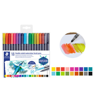 Germany STAEDTLER schde Building 3001 TB18 color hand account painting water soluble Washable double head watercolor pen