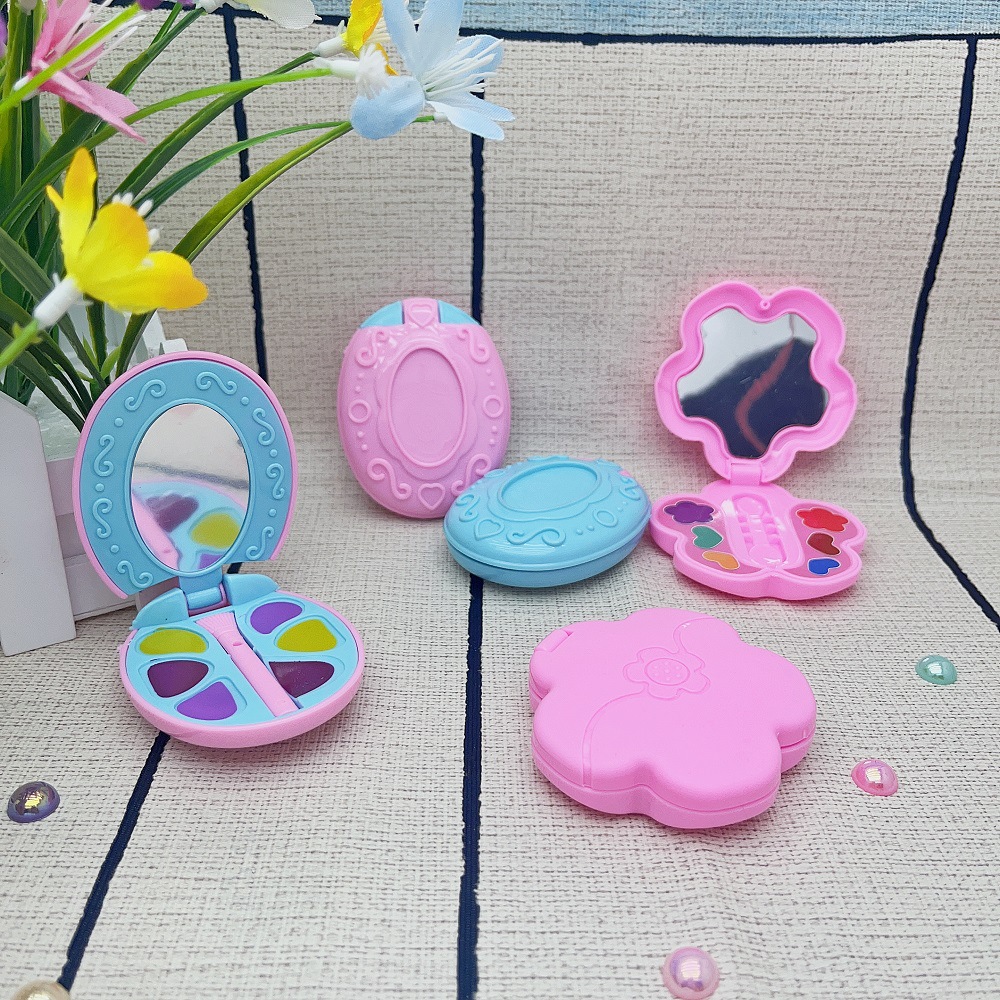 Nuevos productos transfronterizos Juguetes de juego para niños Caja de cosméticos de flores de dibujos animados Caja de sombra de ojos Accesorios de joyería al por mayor