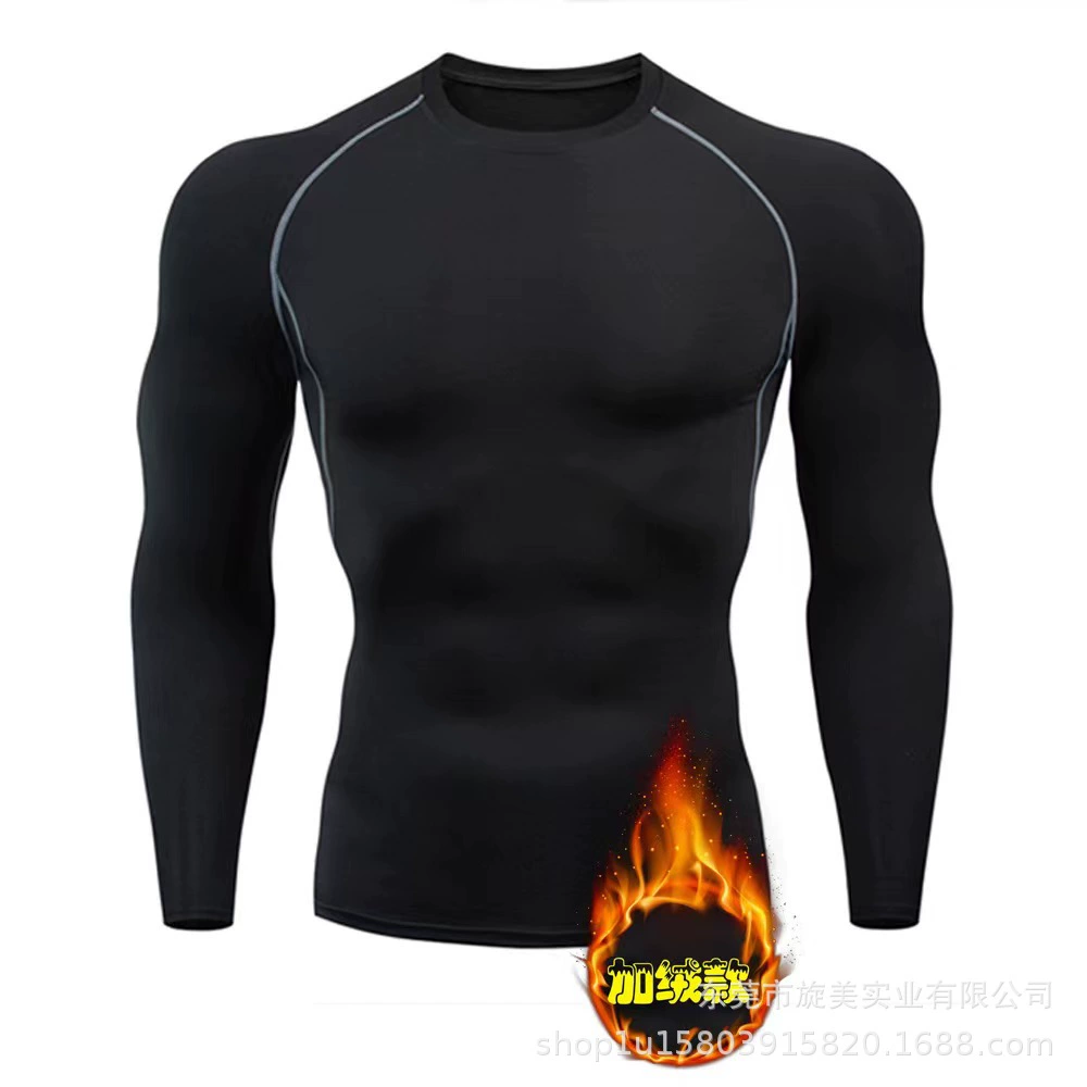 Внутренний код спот спорт фитнес на открытом воздухе высокая скорость сушки обтягиваемый бархатный сжатый рубашка с длинными рукавами