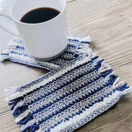 亚马逊跨境新品手工编织简约日式原宿风流苏杯垫创意居家桌面摆件