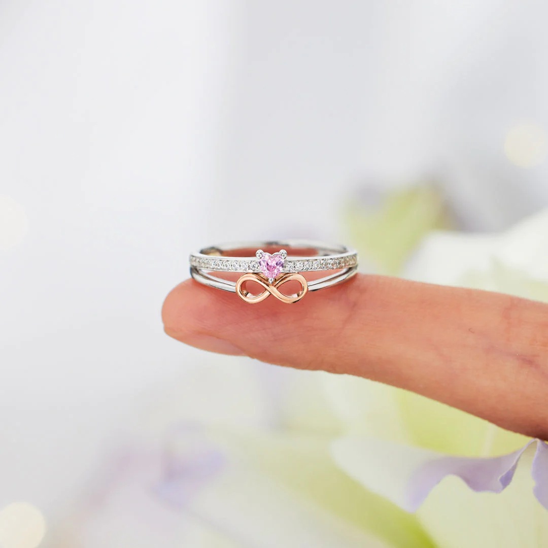 Women's Gender 925 Sterling Silver Zircon Infinity Heart Shape Rings