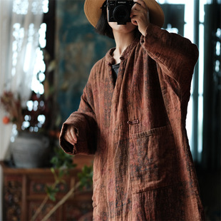 Autumn and Winter Ancient Mud Literary Retro Pure Cotton Loose Stand-Up Collar Cotton Outwear 1927 Xiaotinghua