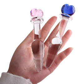 水晶玻璃心型阳具肛塞后庭拉珠女用自慰器冰火棒成人性用品批发