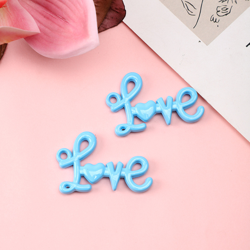 32 * 50mm personalidad acrílica pintura horneada agujero colgante LOVE DIY cuentas manuales cuentas colgantes de llaveras joyas