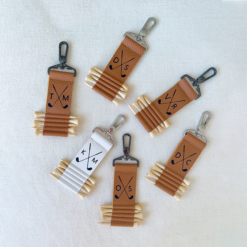 新款高尔夫球钉收纳皮套个性高尔夫球座吊牌户外golf运动球钉