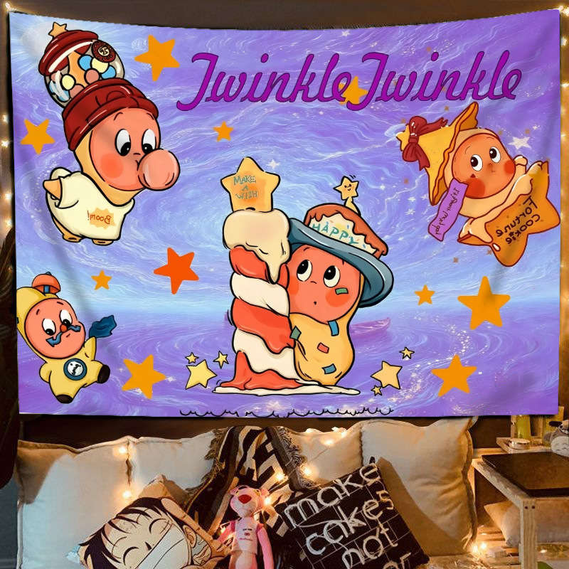 Cute Star Man Hanging Cloth Healing Cartoon Dormitory Bedroom Rental House Decoration Wall Covering Ugly Photo Background Cloth