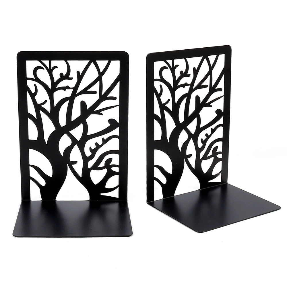 Bookends (Life Tree) Metal Tree-Shadow Design, Desktop Book Storage Pair, Decorative