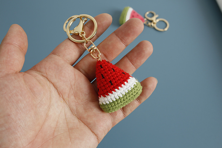 15g Weight Keychain Classification 1 Piece Quantity Daily Occasion yarn Material Watermelon Pattern Knitting Design Cute Style 1 Piece Cute Watermelon Yarn Knitting Keychain 3