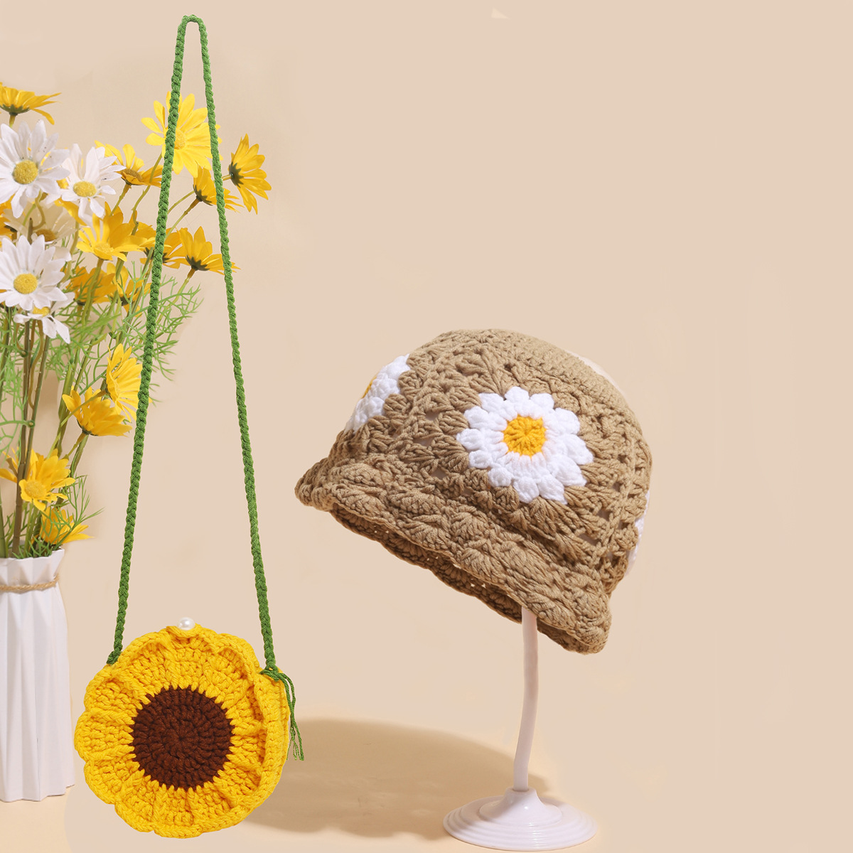 Chapeau de pêcheur en laine tissé à la main pour homme gros, mignon, automne et hiver, doux et enfantin, à bord court_voghion.com