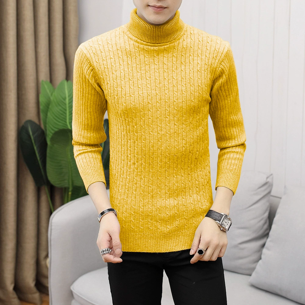 Демисезонный вязаный свитер, городской стиль, воротник-стойка, Slim Fit (2–2XL, múltiples цветов)