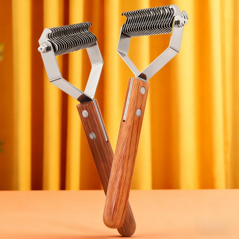 Peines de mascotas de acero inoxidable de doble cara para eliminar el pelo flotante, peines de perros limpios, peines de nudos para mascotas abiertos
