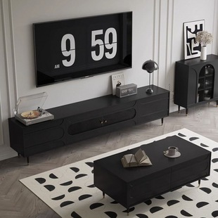 # Modern Simple Tea Table Combination Home Living Room Small Apartment Internet Celebrity New Style Quiet Black TV Cabinet Postage
