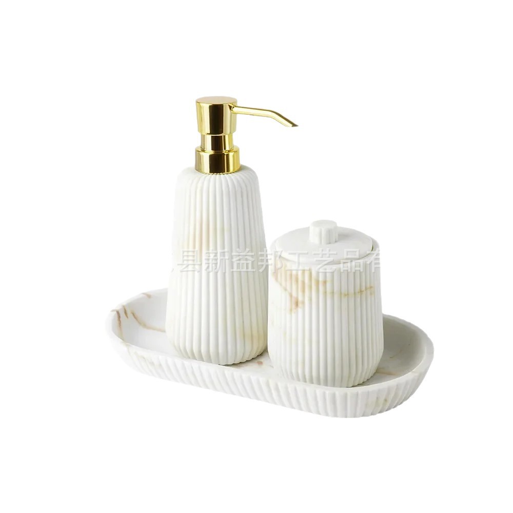Comercio exterior resina imitación de mármol de textura baño de cinco piezas set de baño de hotel europeo simple set de algodón jarro image 6