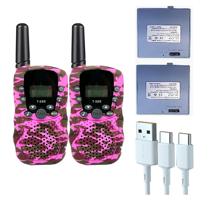 Spot Amazon producto transfronterizo T388 walkie-talkie para niños, walkie-talkie de juguete, teléfono inalámbrico de mano, se puede pedir LOGO