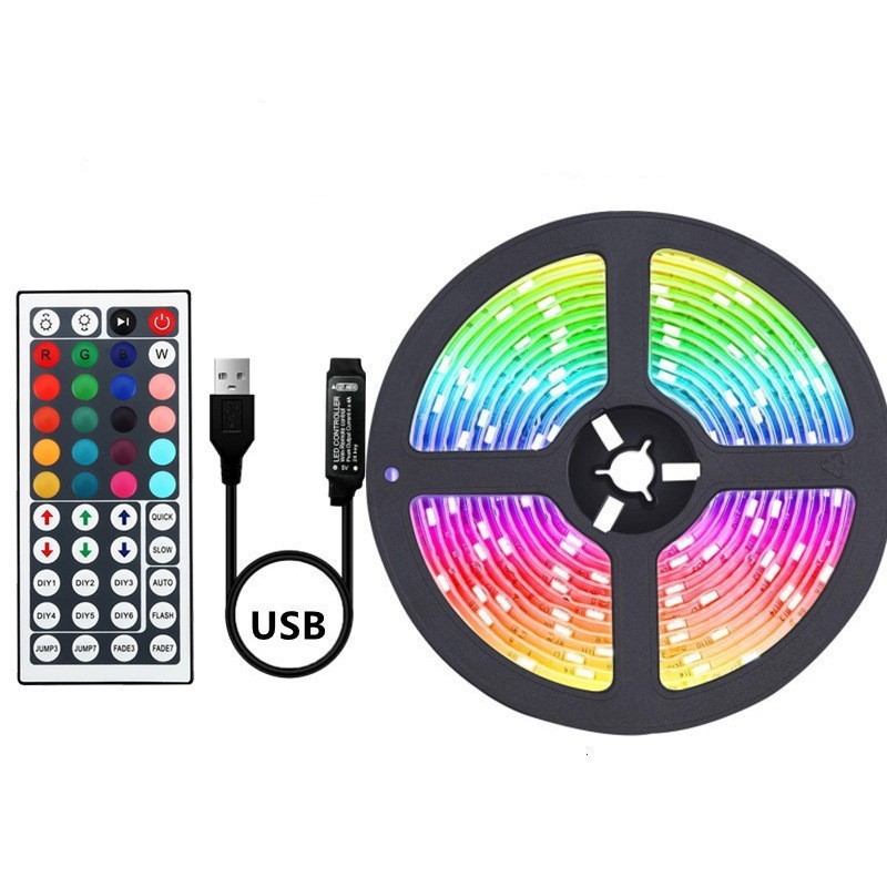 Venta caliente transfronteriza 24 clave RGB tira de luz de bajo voltaje 5050RGB/2835 colorido USB TV Barra de luz de fondo