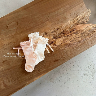 Yikatu Ica Rabbit Children's Socks Baby Socks New Arrival Bow Lace Stylike Girls Socks 8035