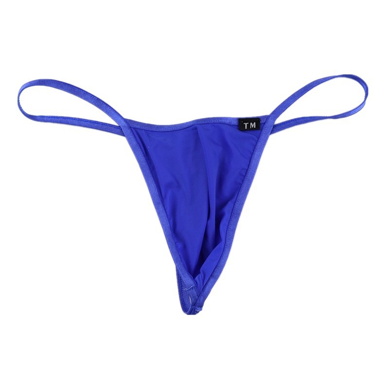 Men's thong high stretch Ice Silk fabric bag half seam men's single thong sexy thin waist T pants pants