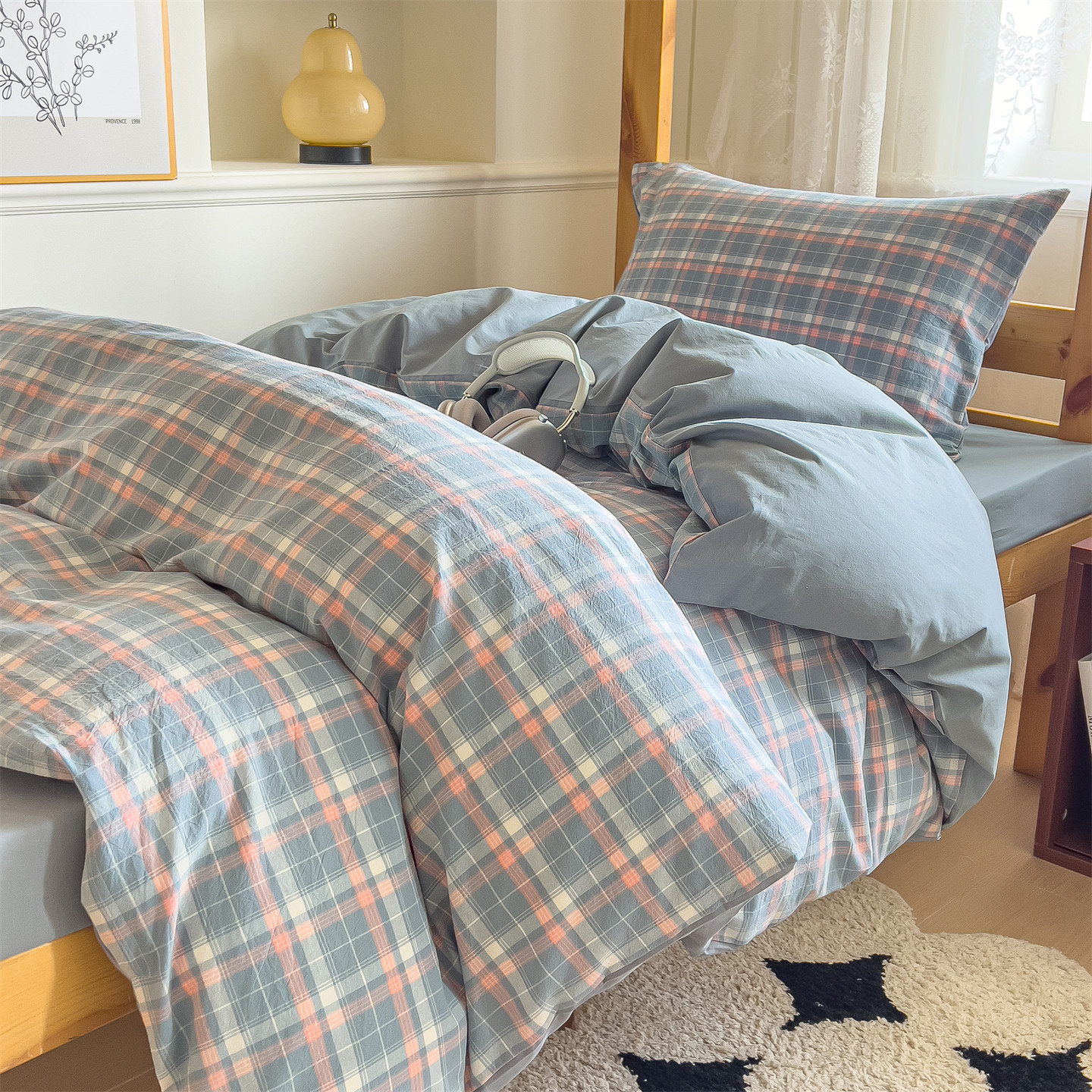 Juego de cama de dormitorio de estudiantes de tres piezas de algodón puro 2025 nuevas sábanas de cuatro piezas fundas de edredón