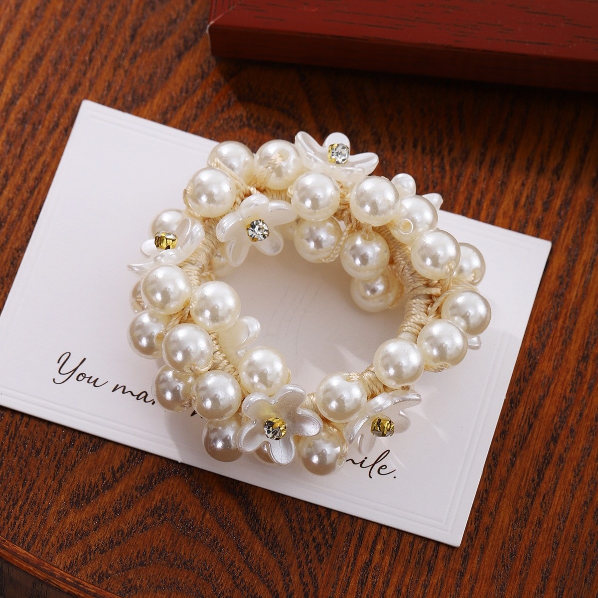 Flores franceses perlas para niños anillo de cabello bebé cuerda de cabello de alta elasticidad trenzado hadas cuerda de cabello niñas joyas de cabello tocado