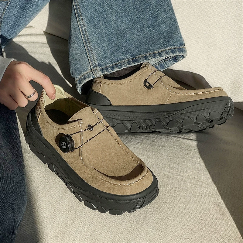 Толстая подошва наружная вращающаяся пуговица кроссовки ретро дикая мужская обувь зимняя новая нескользящая легкая обувь Lefu