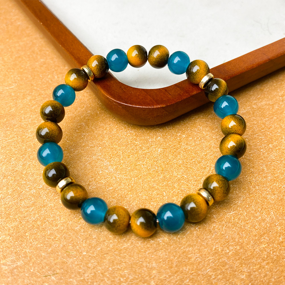 Temu希音TKクロスボーダー爆型ブレスレット虎眼石、青石男性力ブレスレット義烏現物卸売り