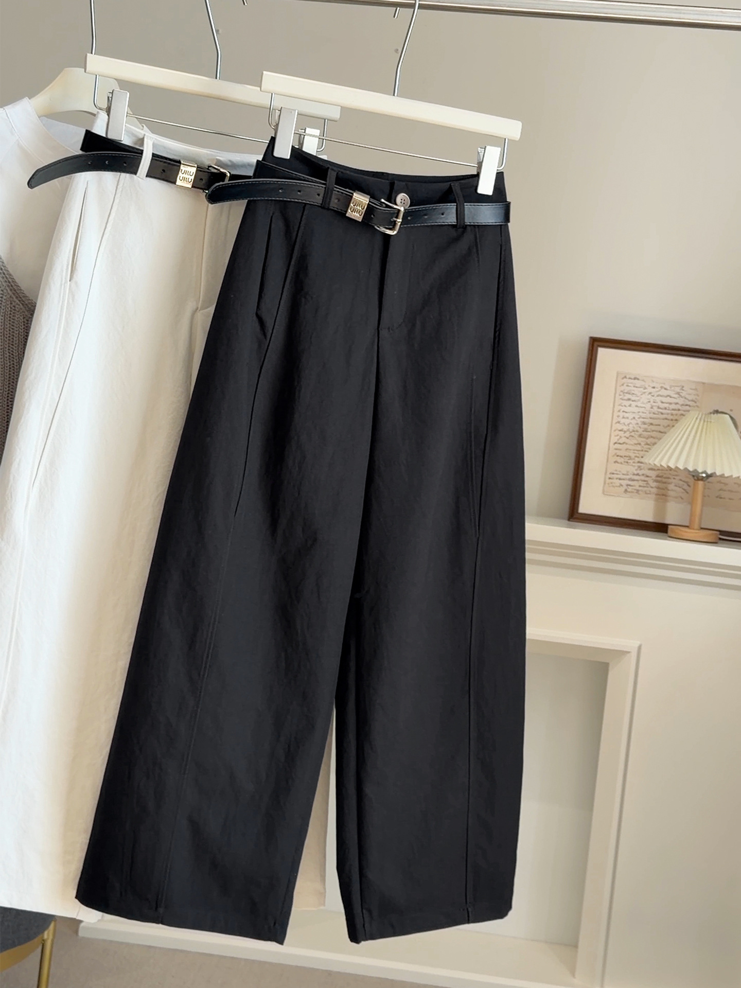 Quần culottes nữ ống rộng cạp cao dáng suông — màu đen chi tiết 13