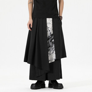 2024 Chinese Chinese style niche black Yamamoto wind Harlan pants casual pants irregular skirt pants a generation of hair