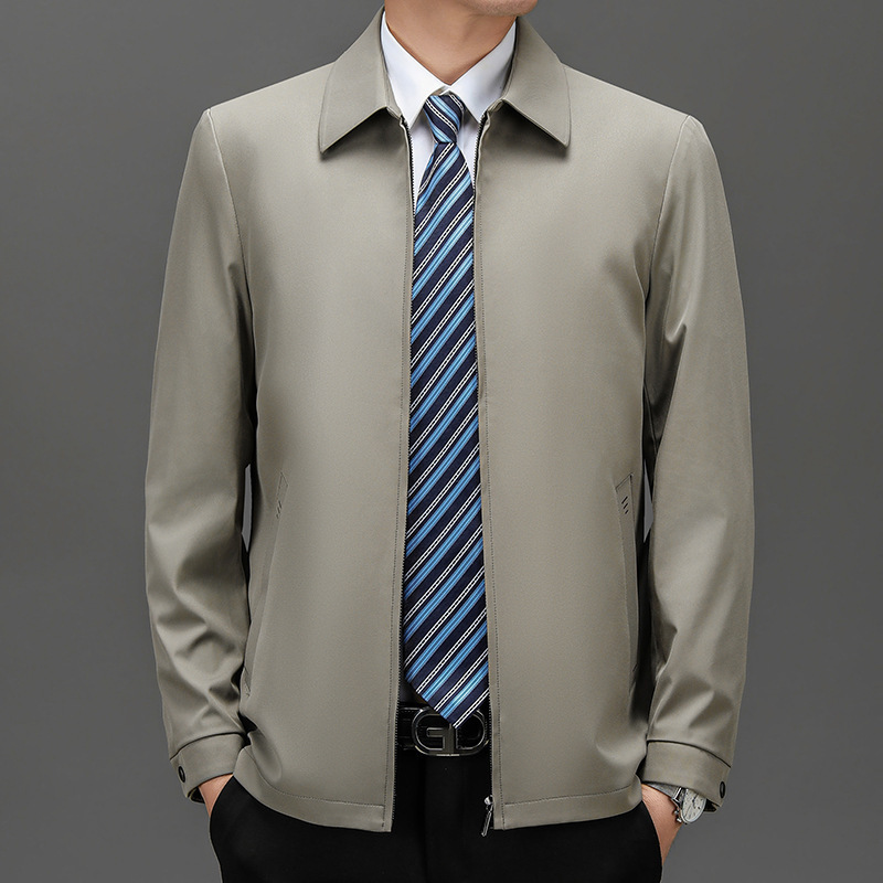 Brand High-End Thick Men's Jacket Autumn New Business Lapel Wear-Resistant Executive Drape Jacket Dad Jacket