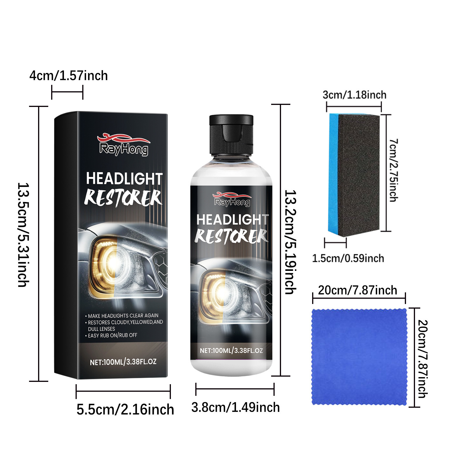 Rayhong Car Headlight Polishing Liquid Car Headlight Scratch Repair Renovation Maintenance Brightening Coating Polishing Liquid