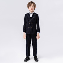 儿童西装礼服2024新款韩版条纹小西服男童钢琴主持花童演出服套装