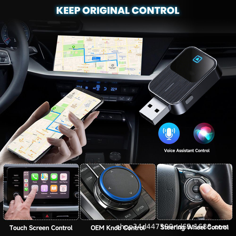 Cross-Border New Carplay Box, Wired to Wireless Android Auto Two-In-One Car Adapter