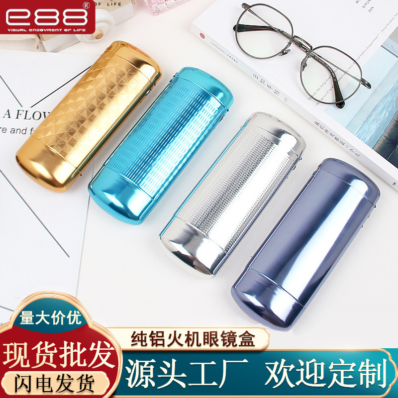 e88 aluminum alloy fashion glasses box factory custom wholesale optical compression portable myopia glasses box accessories