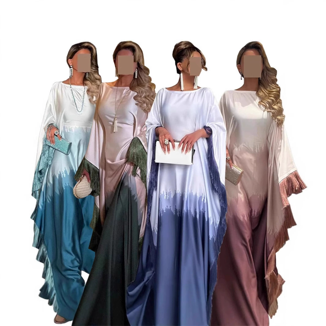 Ближневосточное мусульманское платье с кисточками, европейская и американская длинная юбка, новый градиентный принт для внешней торговли