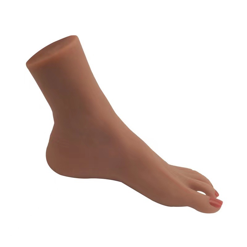 Foot-Shaped TPE Manual Masturbator Cup, Wheat-Tone Foot Model with Red Nail Detail — detail image 6