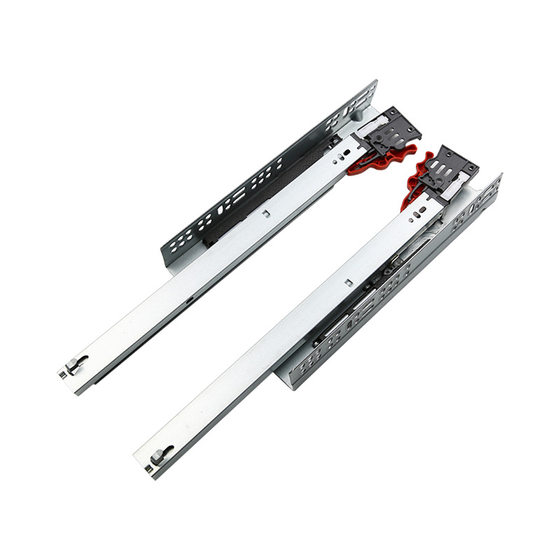 Hidden three-section bottom support slide damping drawer slide cabinet buffer track Press rebound guide rail