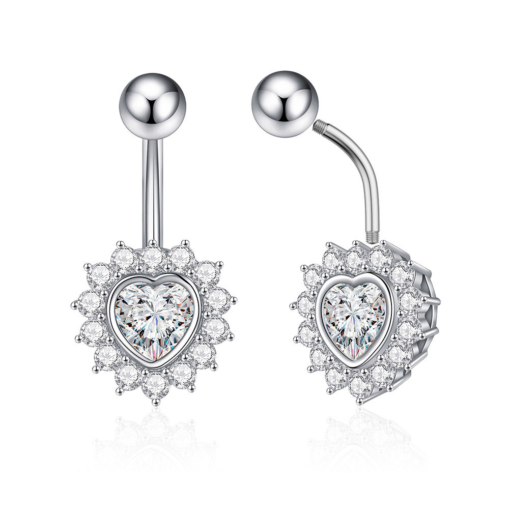 Commercio elettronico transfrontaliero Nuovo anello in zircone intarsiato a forma di cuore Piercing all'ombelico Gioielli all'ingrosso online_voghion.com