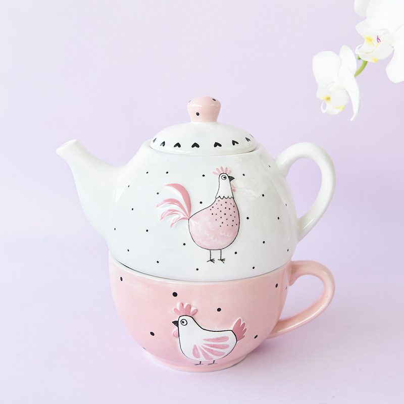 Vajilla de cerámica creativa casa tarde té serie una taza una olla taza traje resurrección Rosa oro pollo tetera