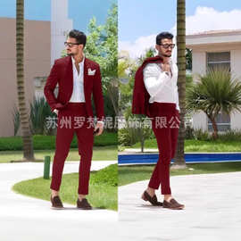 跨境男士婚礼西装套装休闲西服闲商务宴会舞会修身西装婚礼男士