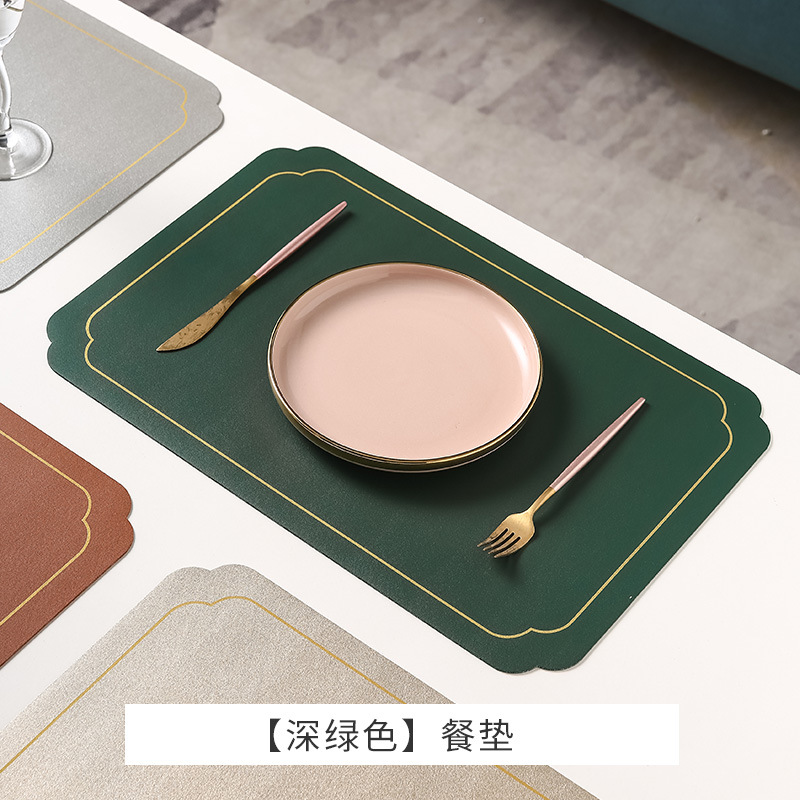 Estilo chino transfronterizo Ruyi Phnom Penh Mantel de cuero Mantel de mesa occidental de alta gama Alfombrilla de mesa redonda impermeable Mantel de hotel