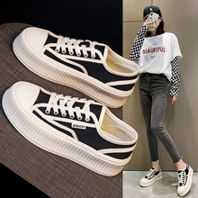 饼干鞋女2025春夏季新款小白鞋网布百搭透气白色帆布鞋小香风休闲